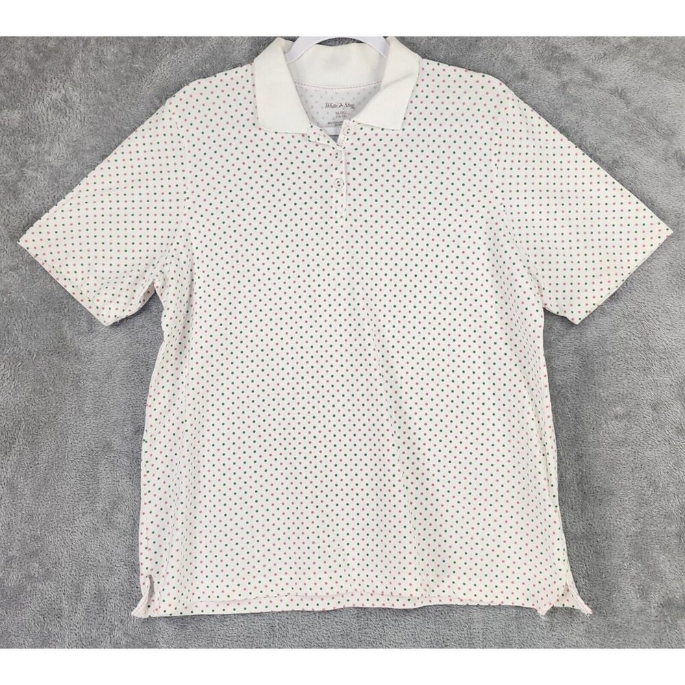 White Stag White Polo with Tiny Multicolor Dot Print